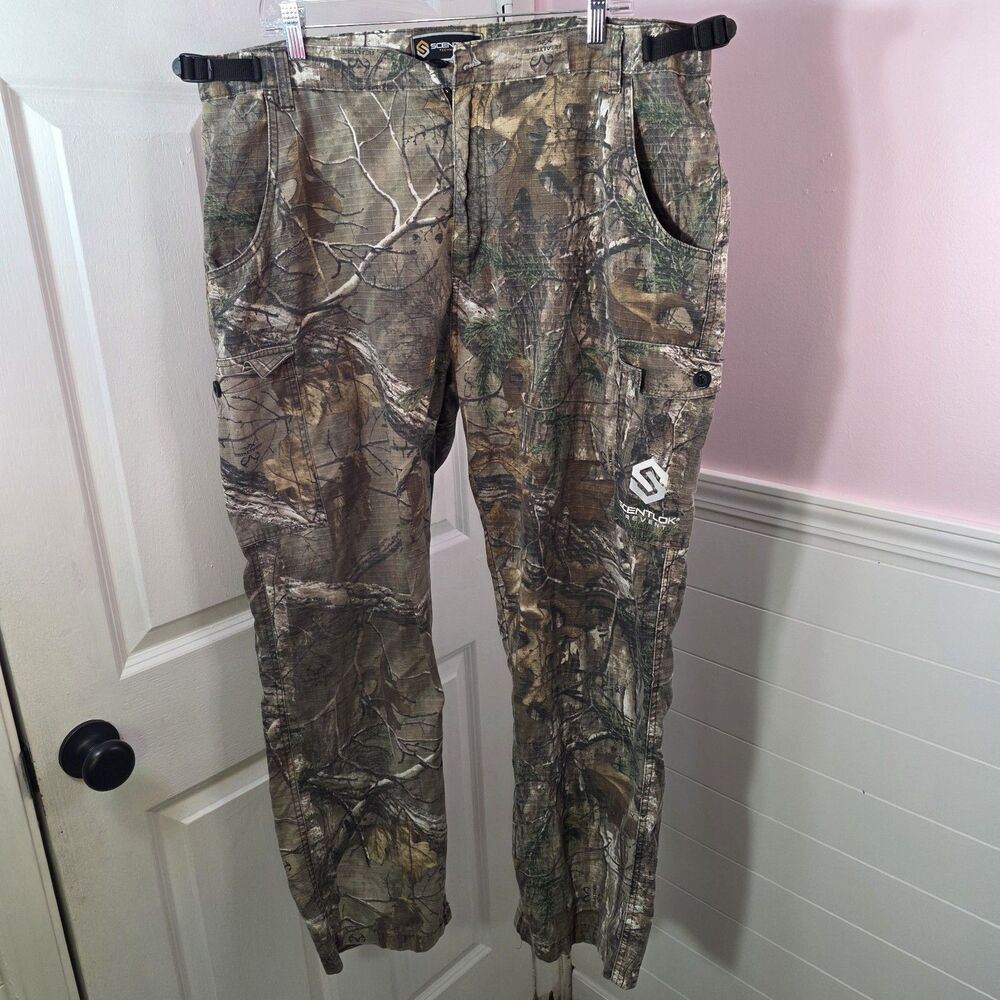 ScentLok Hunting Pants Men’s 2XL 40x30 Camo Cargo Adjustable Waist